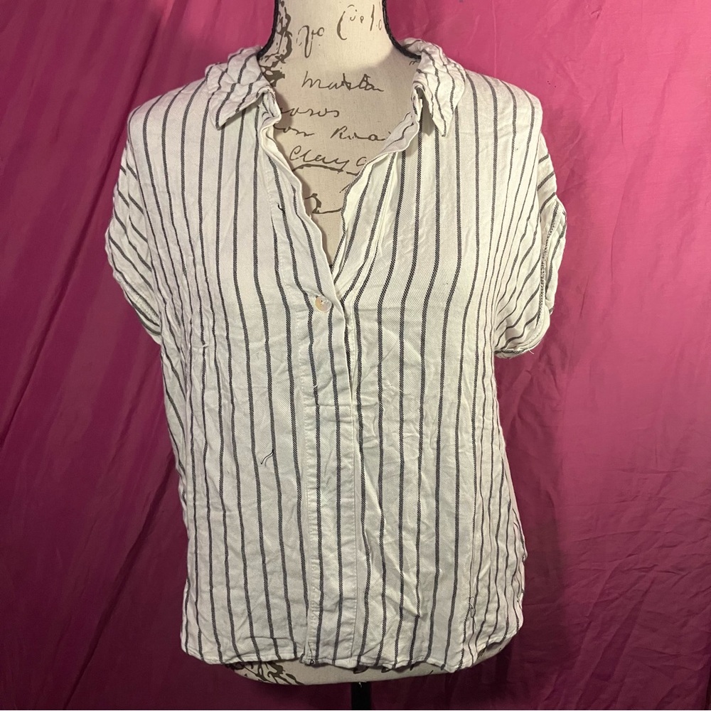 a new day White and Black Striped Button Down Shirt